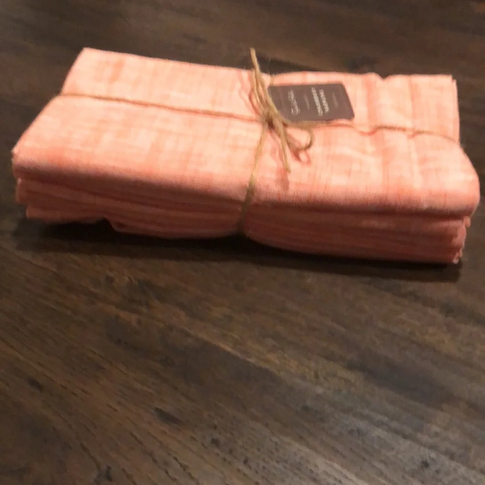 NWT Sur La Table Orange Chambray Napkins (Set of Six)